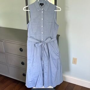 Who What Wear Blue Sleeveless Midi shirtdress